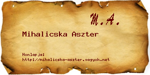 Mihalicska Aszter névjegykártya